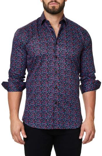 Men's Maceoo Luxor Abstract Mosaique Slim Fit Sport Shirt (m) - Blue