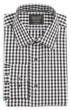 Men's Nordstrom Men's Shop Tech-smart Traditional Fit Stretch Check Dress Shirt - 32/33 - Black