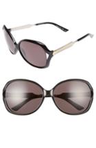 Women's Gucci 60mm Open Temple Oval Sunglasses - Black/ Grey