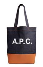 A.p.c. Axelle Denim & Leather Tote - Brown