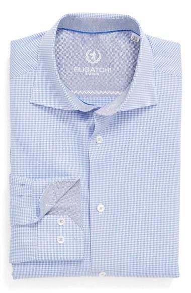 Men's Bugatchi Trim Fit Check Dress Shirt - Pink