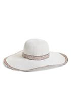 Women's Caslon Stripe Floppy Hat - White