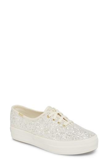 Women's Keds For Kate Spade New York Triple Decker Glitter Sneaker M - Ivory