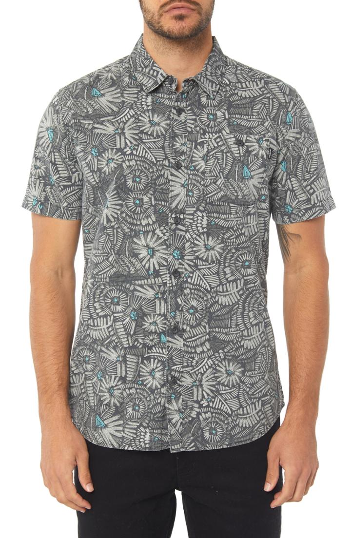Men's O'neill Short Sleeve Print Camp Shirt, Size - Black