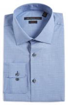 Men's John Varvatos Star Usa Soho Slim Fit Stretch Check Dress Shirt .5 L - Blue