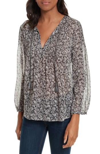 Women's Joie Suzetta Print Silk Top - Black