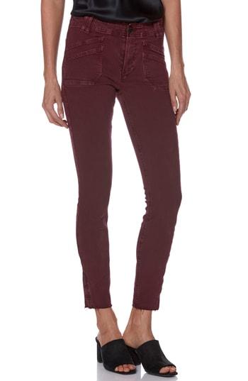 Women's Paige Hoxton Utilitarian High Waist Ankle Skinny Jeans - Burgundy