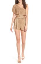 Women's Mimi Chica Plisse One-shoulder Romper - Metallic