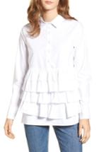 Women's Lost Ink Ruffle Hem Shirt, Size - White