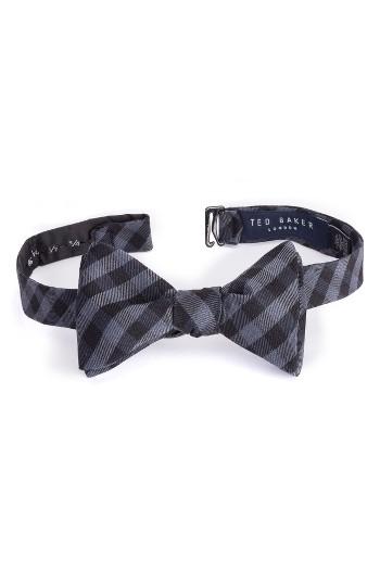 Men's Ted Baker London Check Silk & Wool Bow Tie, Size - Black