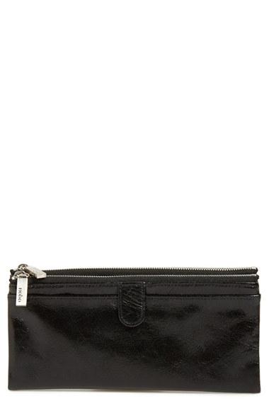 Women's Hobo 'taylor' Glazed Leather Wallet - Black
