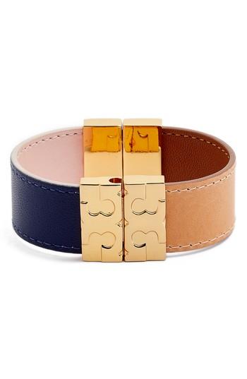 Women's Tory Burch Colorblock Reversible Leather Bracelet