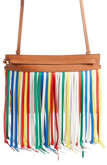 Loewe T Pouch Fringe Leather Crossbody Bag - Brown