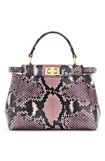 Fendi 'mini Peekaboo' Genuine Python Crossbody Bag - Red