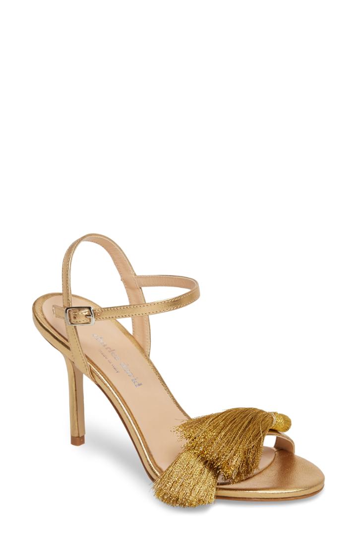Women's Charles David Sassy Tassel Sandal .5 Eu - Metallic
