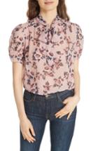 Women's Kate Spade New York Prairie Rose Tie Neck Silk Blouse, Size - Pink