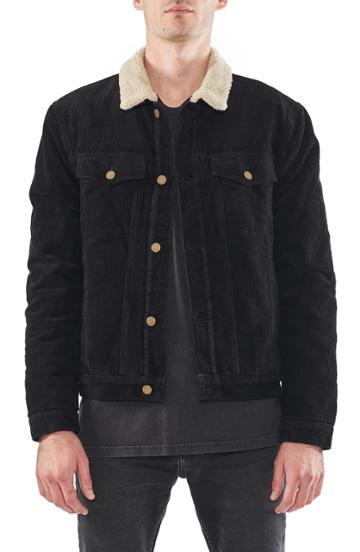 Men's Rolla's Morrison Faux Shearling Collar Corduroy Jacket - Black