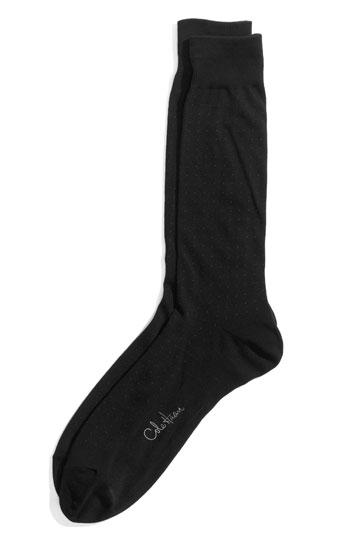 Cole Haan Pin Dot Mid Calf Dress Socks Black One Size