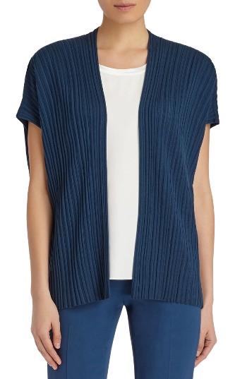 Women's Lafayette 148 New York Pleated Sweater Vest, Size - Blue
