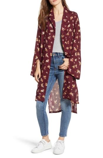 Women's Treasure & Bond Print Kimono, Size - Burgundy