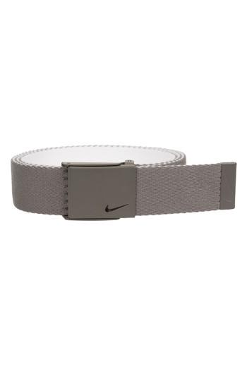 Men's Nike Essentials Reversible Webbed Belt, Size - Light Charcoal/ White