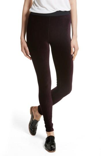 Women's Free People Here We Go High Waist Stripe Velvet Leggings - Purple