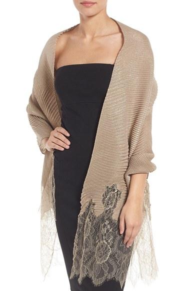 Women's Valentino Golden Plisse Shawl, Size - Beige