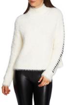 Women's 1.state Eyelash Fringe Mock Neck Sweater - White