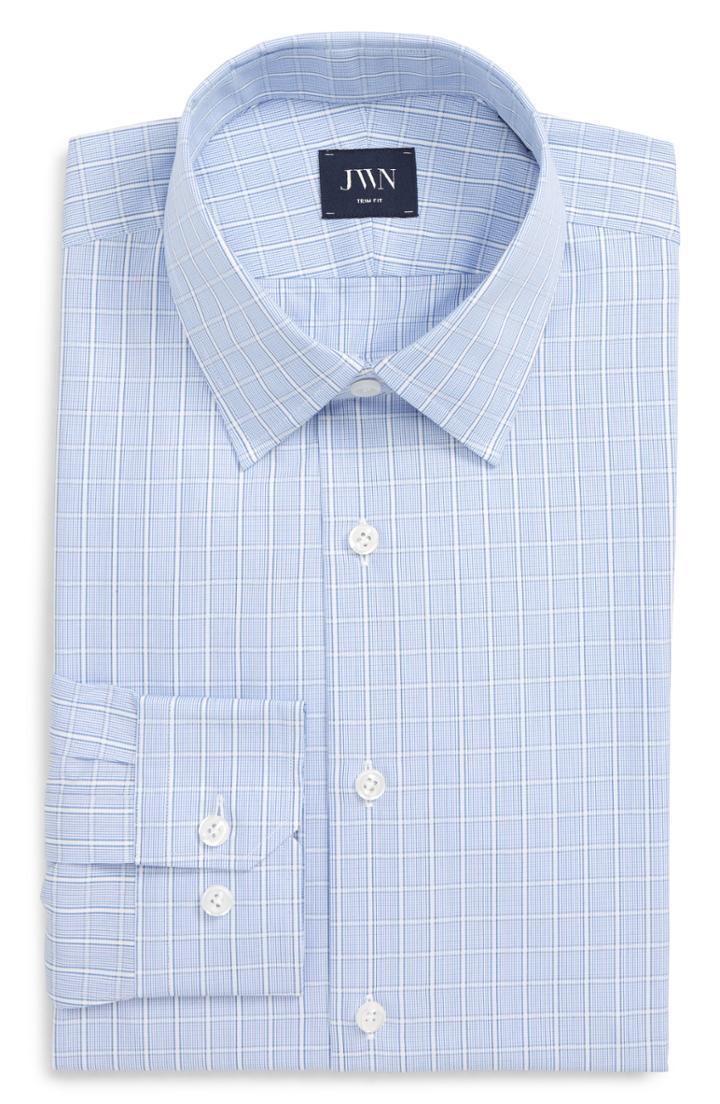 Men's John W. Nordstrom Trim Fit Check Dress Shirt .5 - 32 - Blue