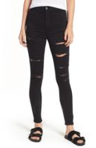 Women's Topshop Moto Joni Ripped Skinny Jeans W X 30l (fits Like 27w) - Black