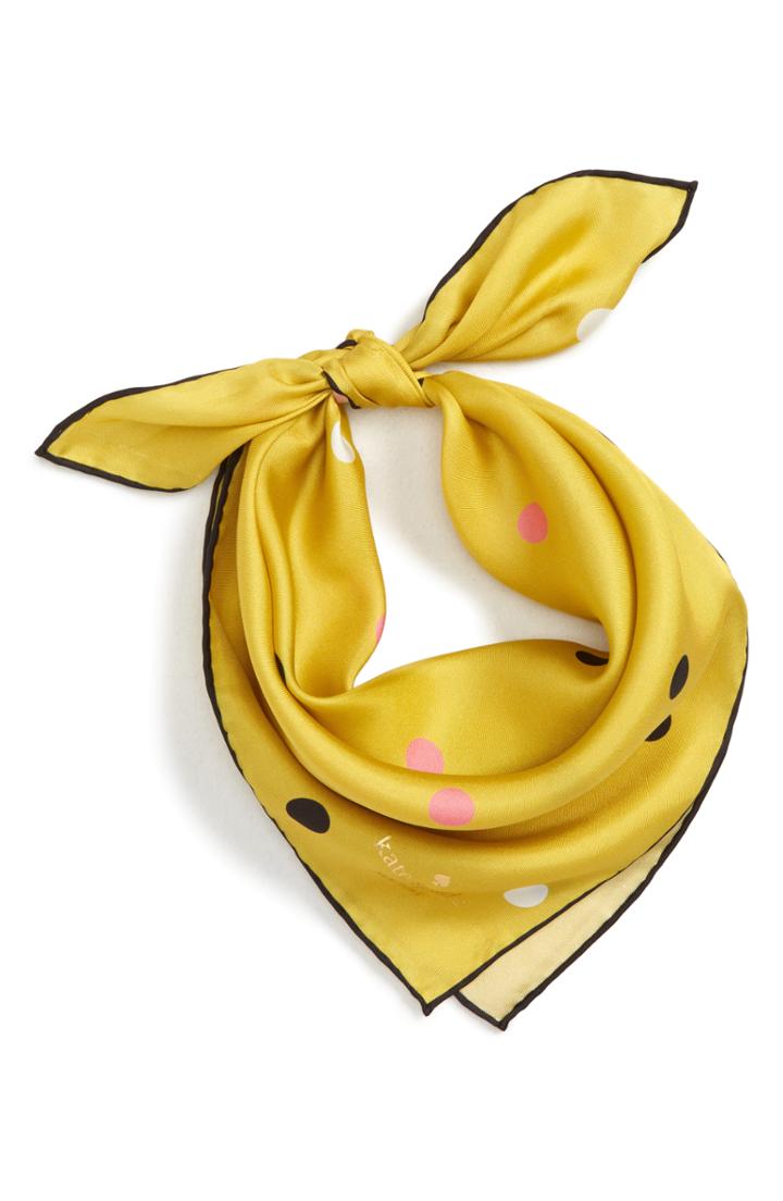 Women's Kate Spade New York Bakery Dot Silk Bandana, Size - Yellow