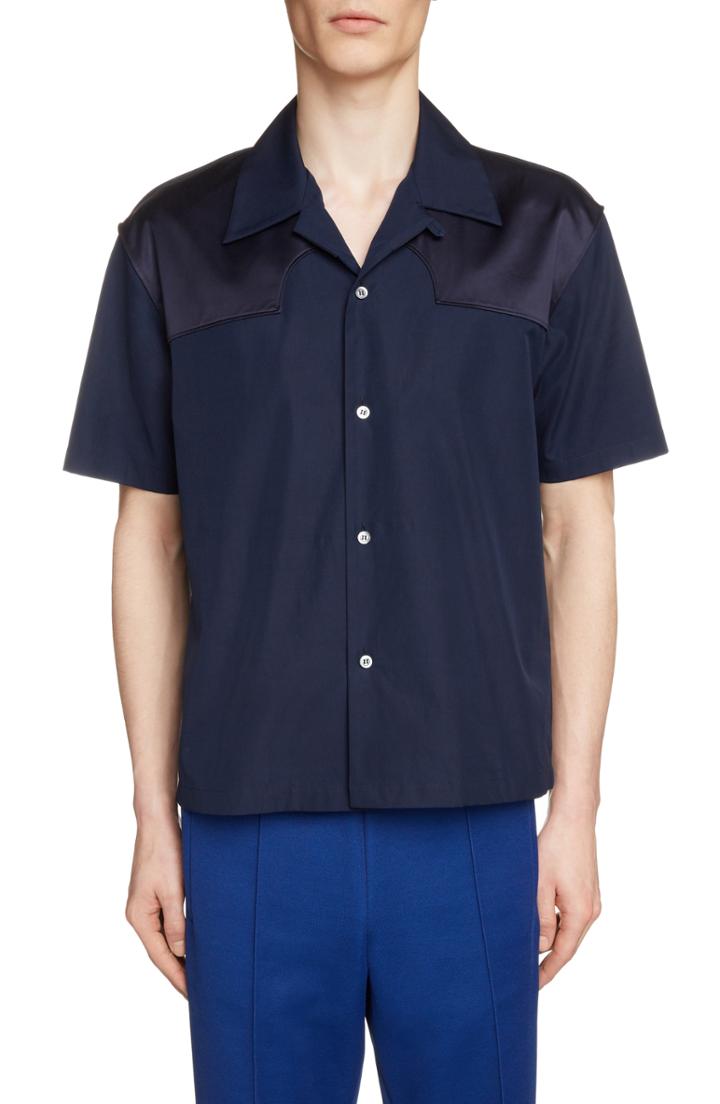 Men's Maison Margiela Short Sleeve Camp Shirt Eu - Blue