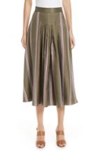 Women's Roksanda Tahki Stripe Silk Skirt Us / 8 Uk - Green