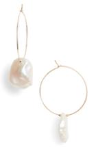 Women's Mizuki Petal Pearl Hoop Earrings