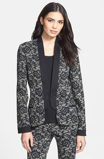 Nicole Miller Lace Print Tuxedo Jacket