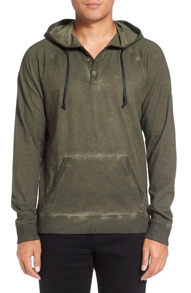 Men's Michael Stars Faded Henley Hoodie