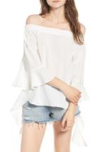 Women's J.o.a. Flare Sleeve Off The Shoulder Blouse - White