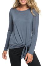 Women's Roxy Make Me Smile Knot Hem Tee - Grey