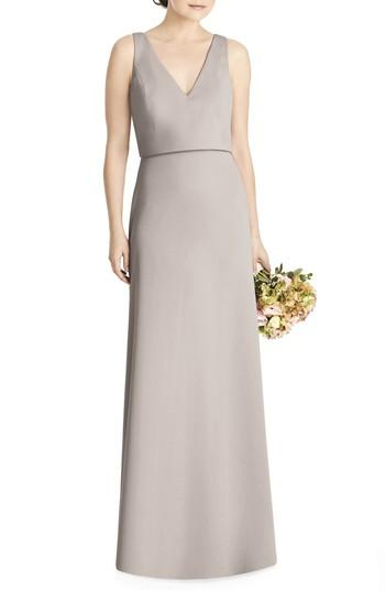 Women's Jy Jenny Yoo Tie Back Crepe Gown - Beige