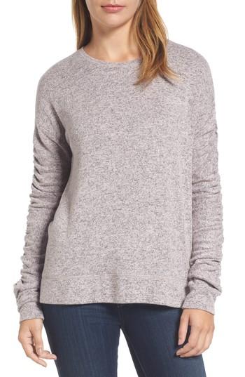 Women's Caslon Ruched Sleeve Pullover, Size - Pink