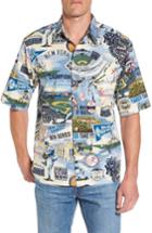 Men's Reyn Spooner New York Yankees Print Camp Shirt, Size - Beige