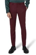 Men's Topman Skinny Fit Burgundy Tuxedo Trousers X 32 - Burgundy
