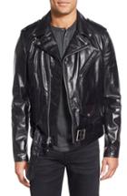 Men's Schott Nyc Waxy Cowhide Leather Motorcycle Jacket, Size - Black