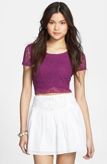 Bp. Crochet Waist Gathered Skirt (juniors) White
