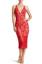 Women's Dress The Population 'marie' Lace Midi Dress - Red