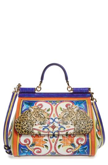 Dolce & Gabbana Medium Maiolica Leather Satchel - White