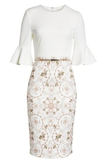 Women's Ted Baker London Majestic Contrast Sheath Dress - White