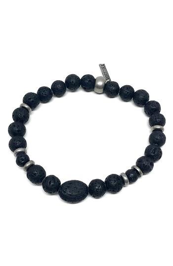 Men's Ettika Black Hero Lava Stone Bracelet