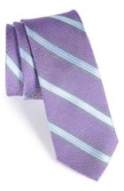 Men's Nordstrom Men's Shop Stripe Silk Skinny Tie, Size - Purple