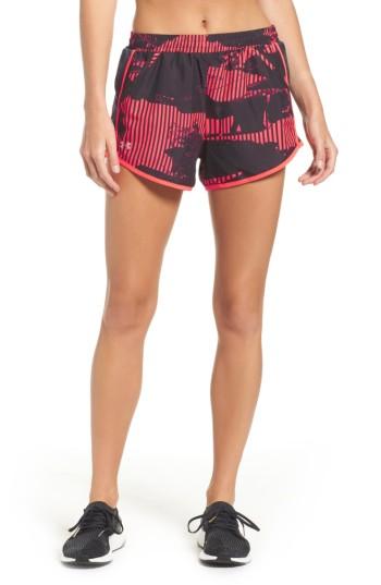 Women's Under Armour Fly-by Print Shorts - Red